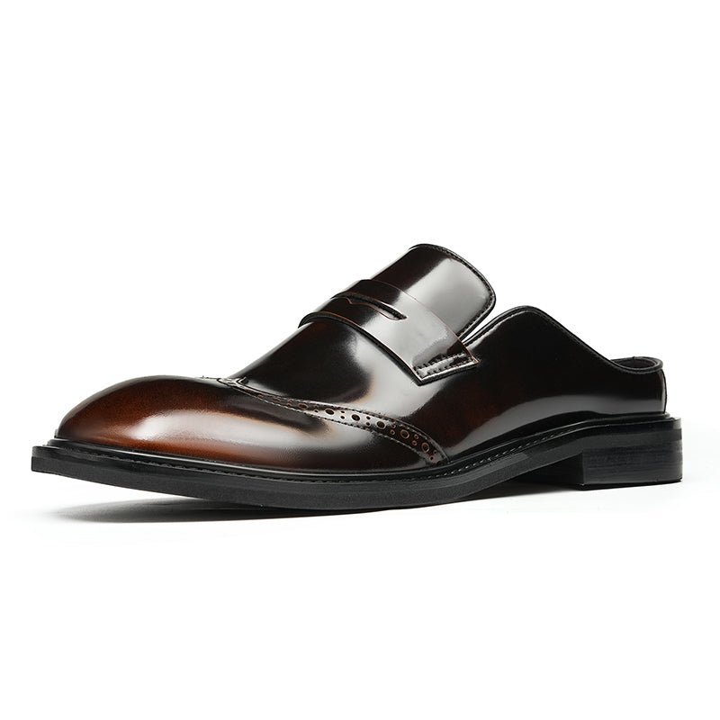 Men’s Glossy Calfskin Classic Slipper Mules - 0cm