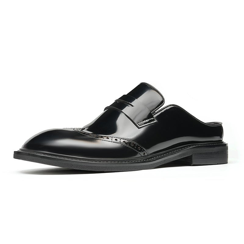 Men’s Glossy Calfskin Classic Slipper Mules - 0cm