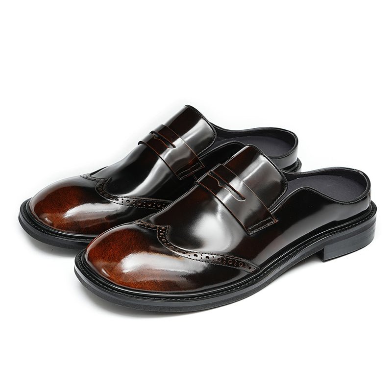 Men’s Glossy Calfskin Classic Slipper Mules - 0cm