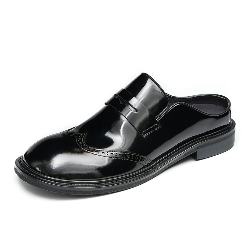 Men’s Glossy Calfskin Classic Slipper Mules - 0cm