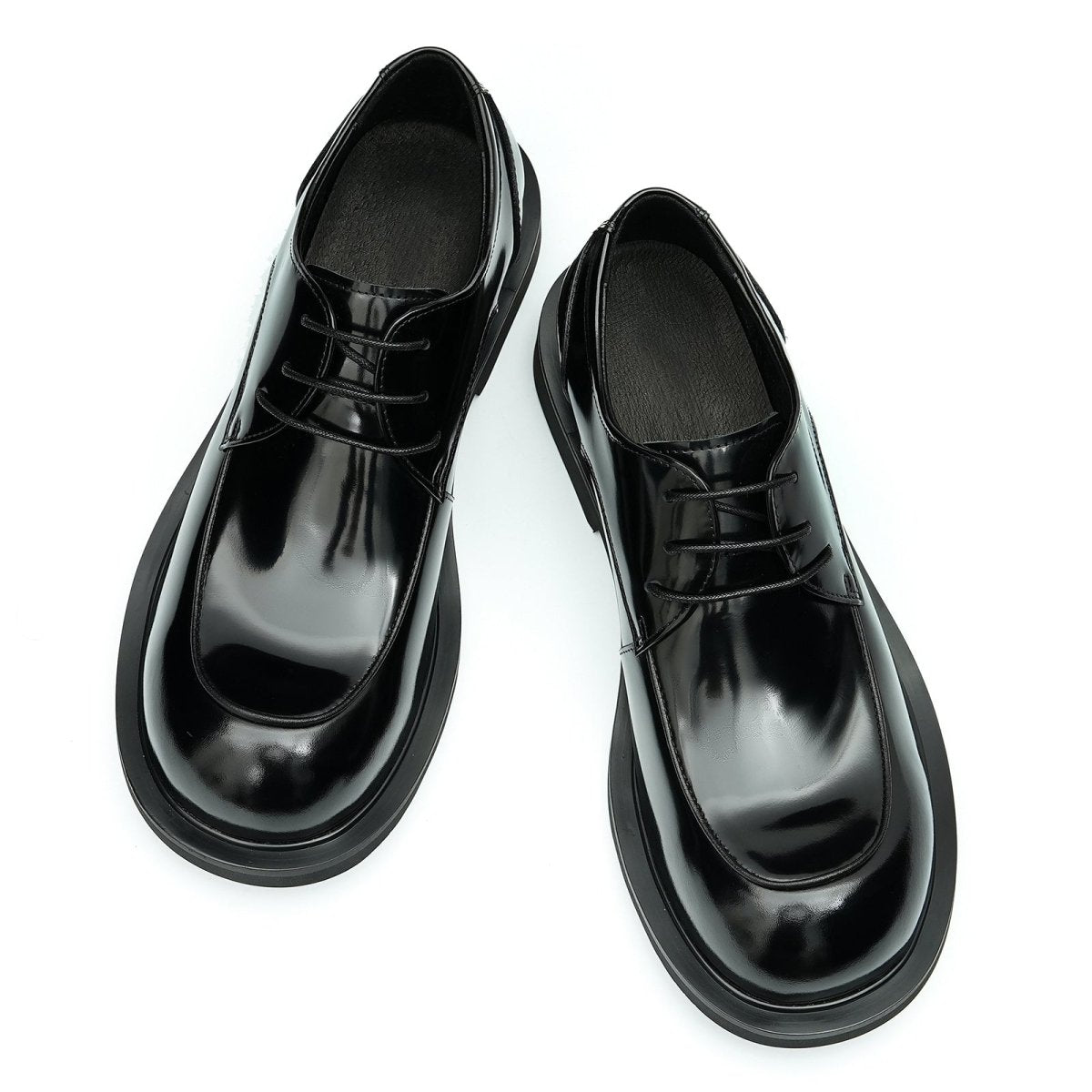 Men’s Glossy Calfskin Sculpted Round Toe Derby Shoes - 0cm