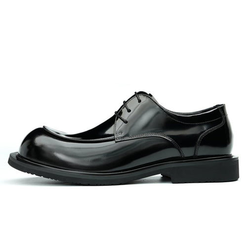 Men’s Glossy Calfskin Sculpted Round Toe Derby Shoes - 0cm
