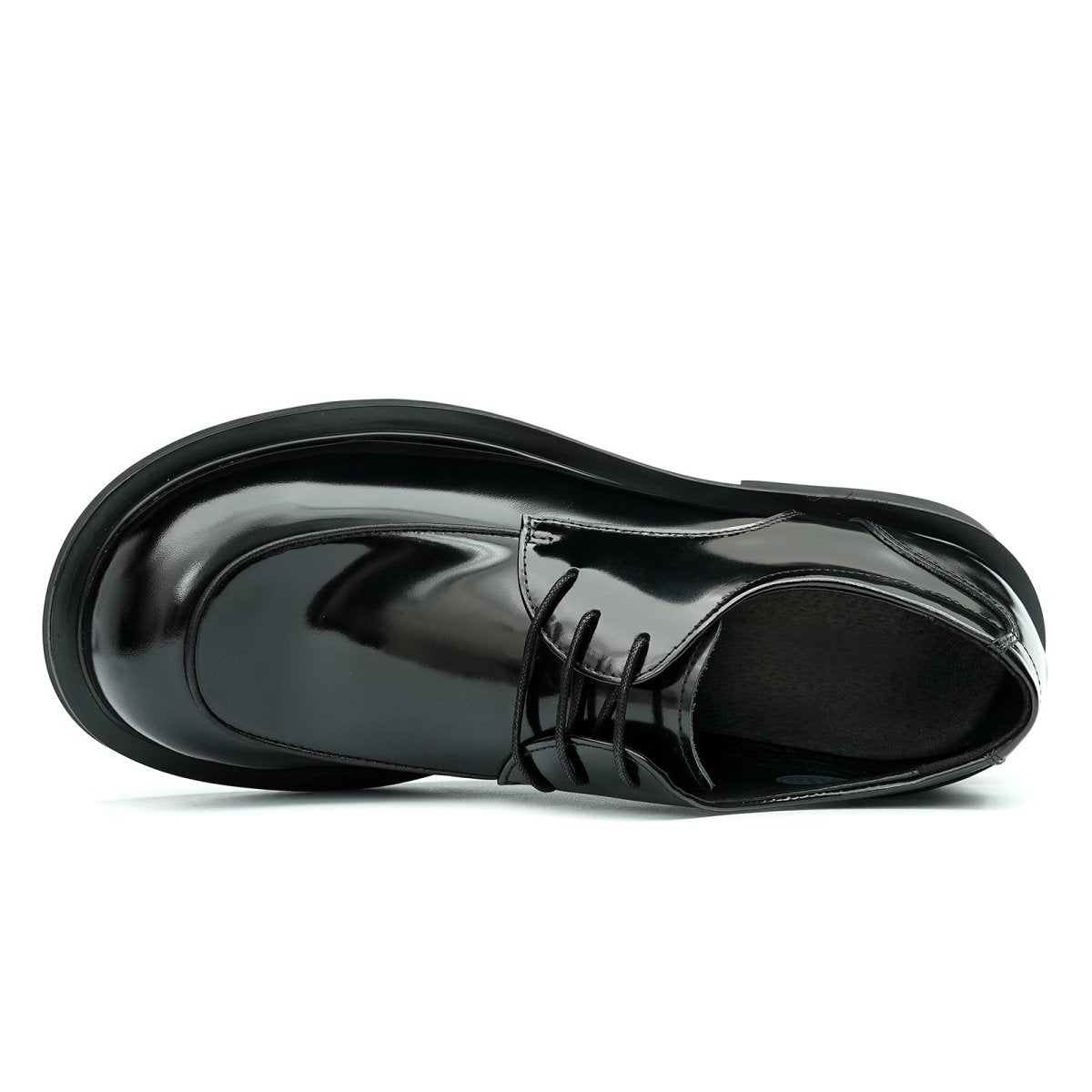 Men’s Glossy Calfskin Sculpted Round Toe Derby Shoes - 0cm