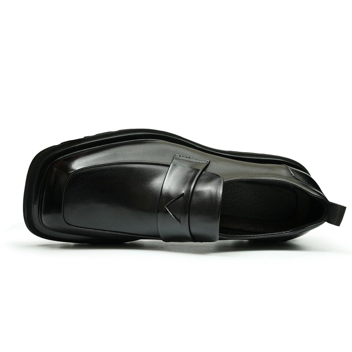 Men’s Glossy Square Toe Polished Calf Leather Shoes - 0cm