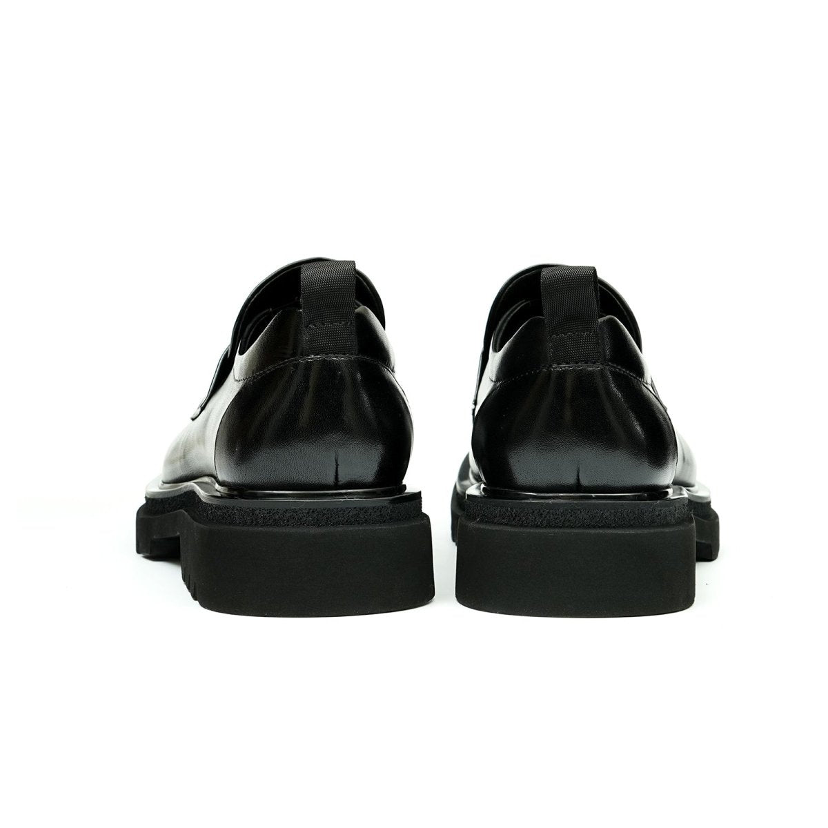 Men’s Glossy Square Toe Polished Calf Leather Shoes - 0cm