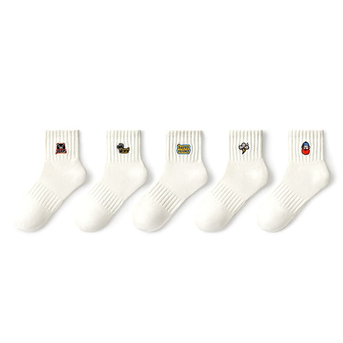 Happy Valley Embroidered Patch Boat Socks – Men's 5 - Pair White Summer Set