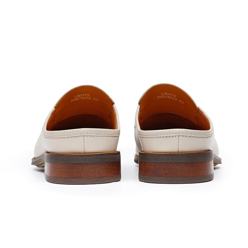Men’s Posh Cream Leather Mules - 0cm