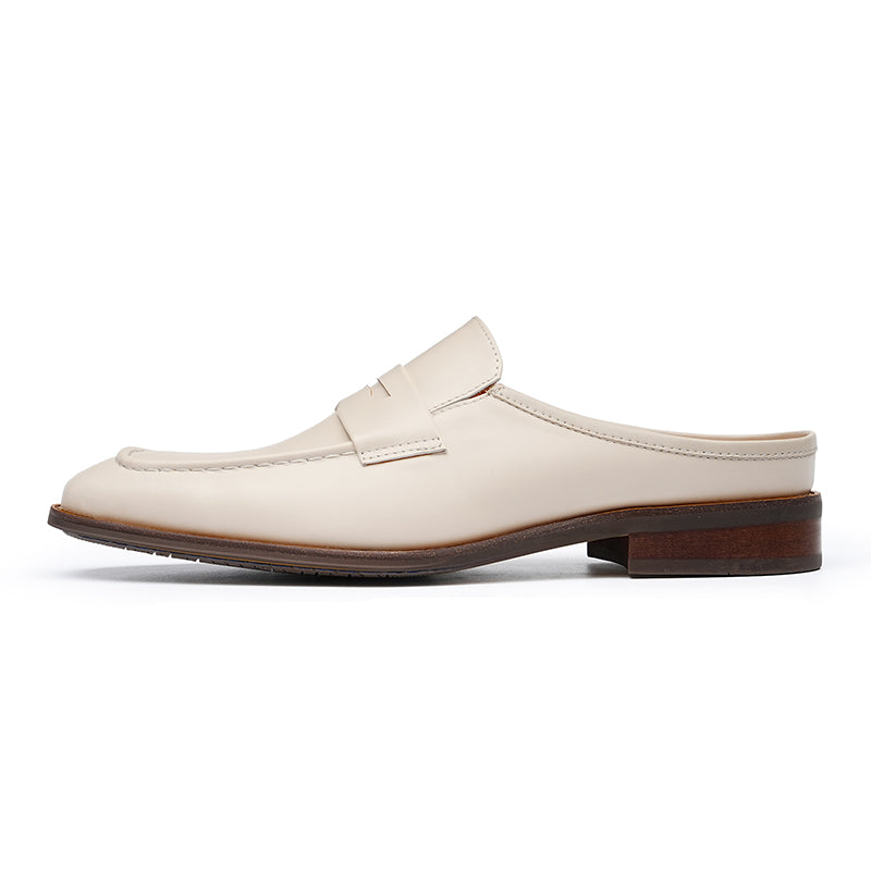 Men’s Posh Cream Leather Mules