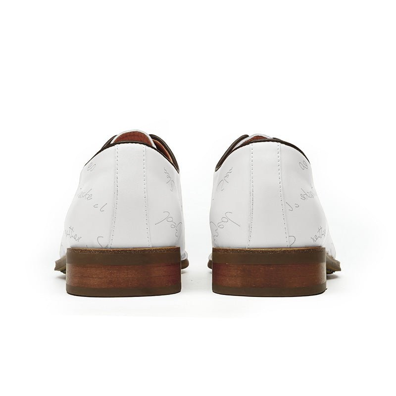 Men’s Script - Engraved Lace up Oxford Dress Shoes - 0cm