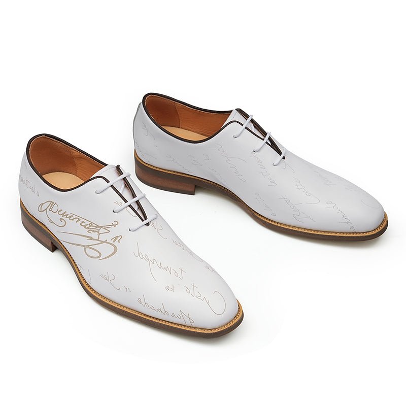 Men’s Script - Engraved Lace up Oxford Dress Shoes - 0cm