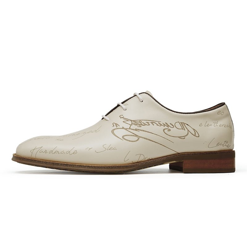 Men’s Script - Engraved Lace up Oxford Dress Shoes - 0cm
