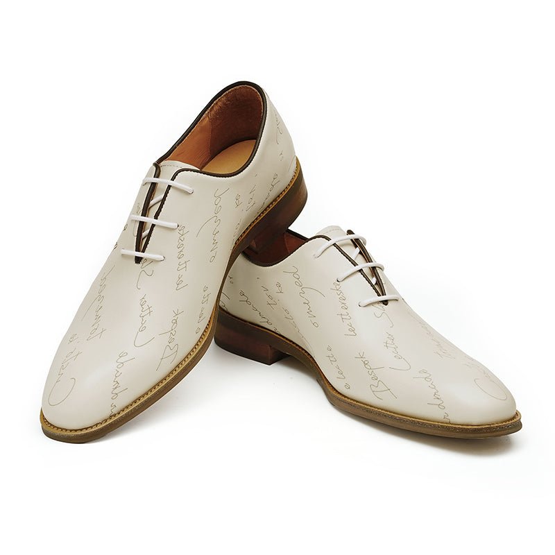 Men’s Script - Engraved Lace up Oxford Dress Shoes - 0cm