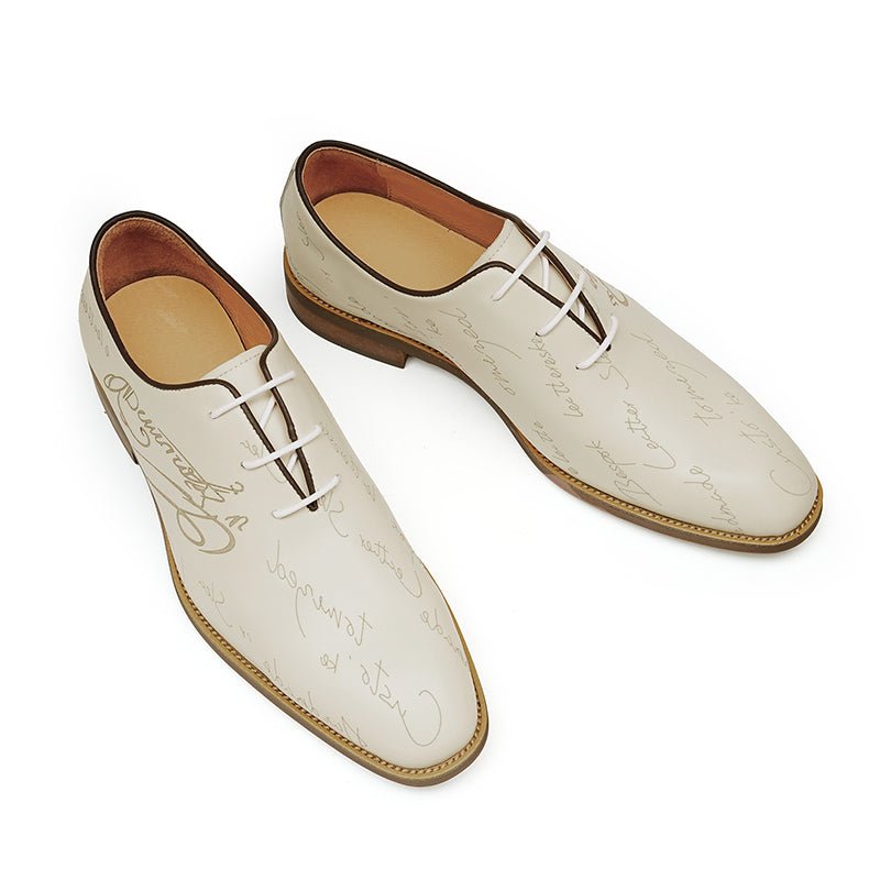 Men’s Script - Engraved Lace up Oxford Dress Shoes - 0cm