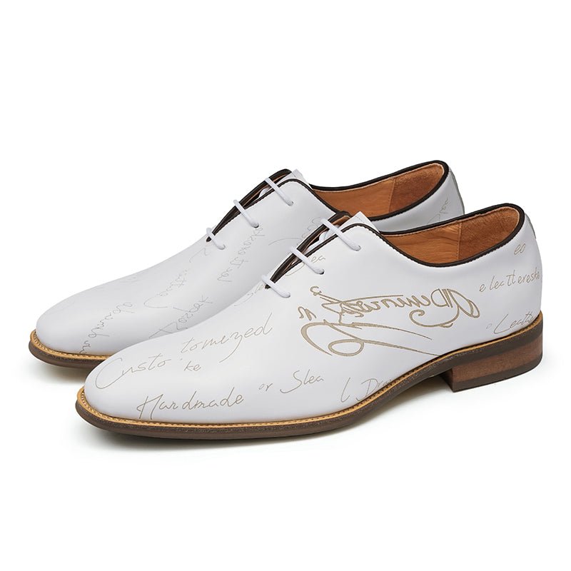 Men’s Script - Engraved Lace up Oxford Dress Shoes - 0cm