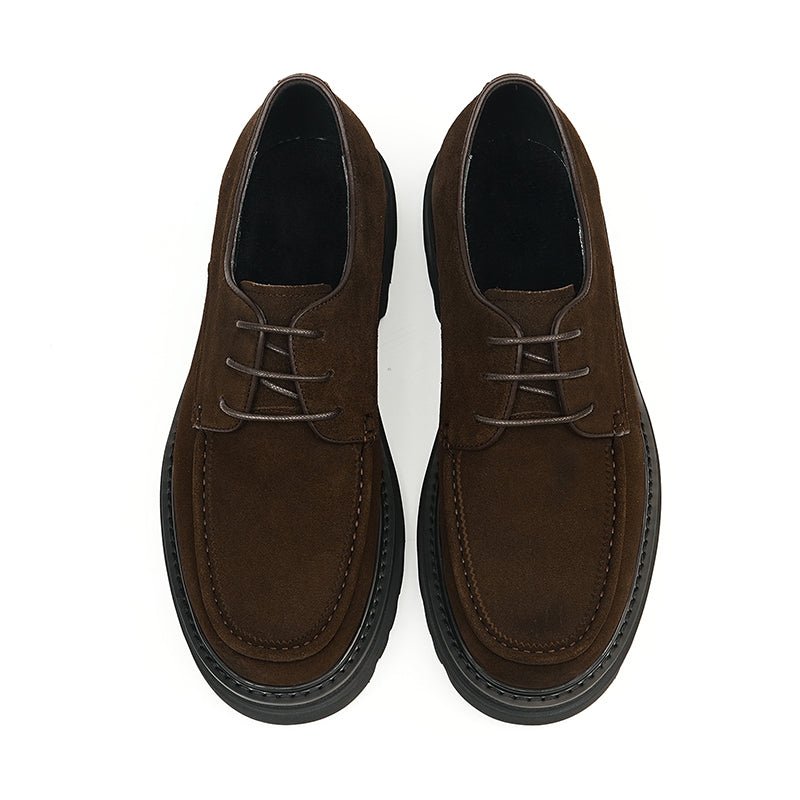 Men’s Suede Derby Shoes with Rugged Business Sole - 0cm