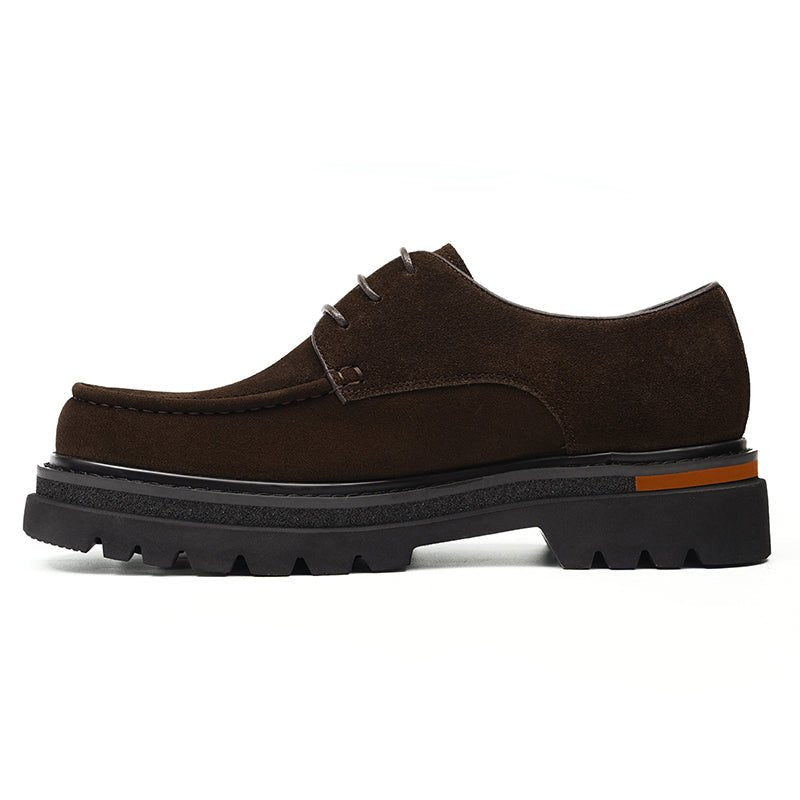 Men’s Suede Derby Shoes with Rugged Business Sole - 0cm