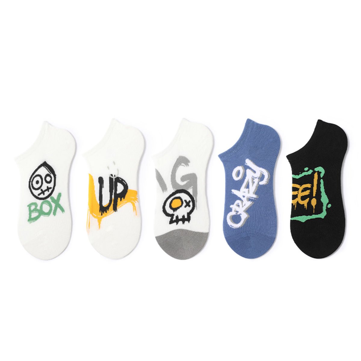 Urban Graffiti Graphic Ankle Socks – Men's 5 - Pair Street Art Summer Set