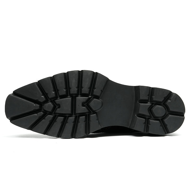 Men’s Wingtip Brogue Lace Up Derby Shoes with Rugged Platform Base - 0cm