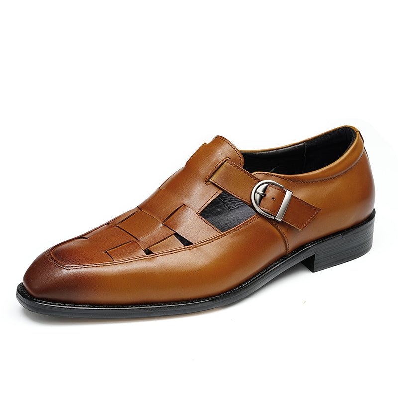 Men’s Woven Leather Coastal Sandals - 0cm