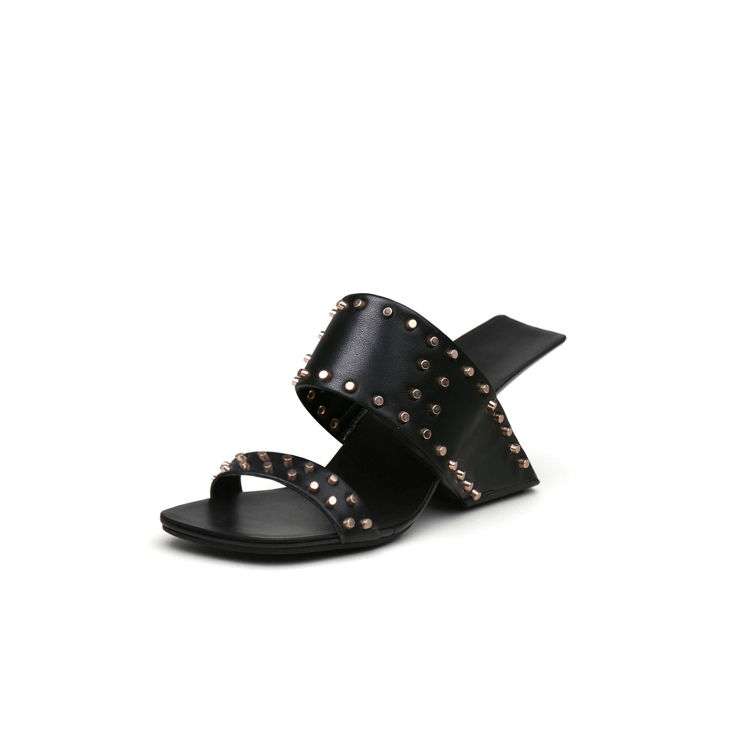 metal embellished heelless mules all black 2