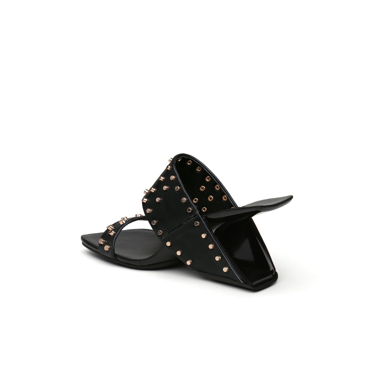 metal embellished heelless mules all black 4