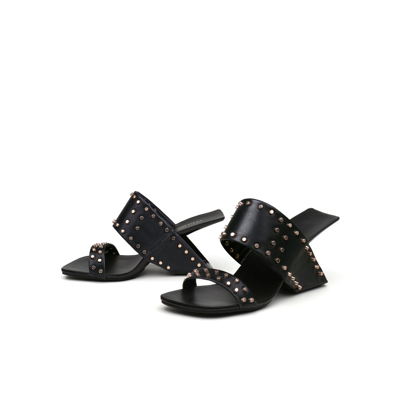 metal embellished heelless mules all black 5