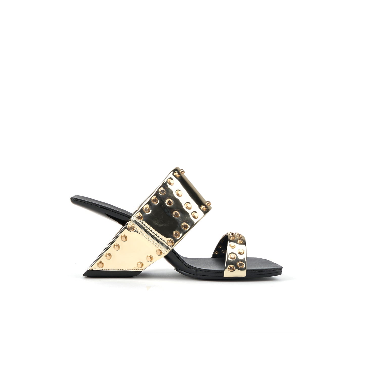 metal embellished heelless mules all gold 3