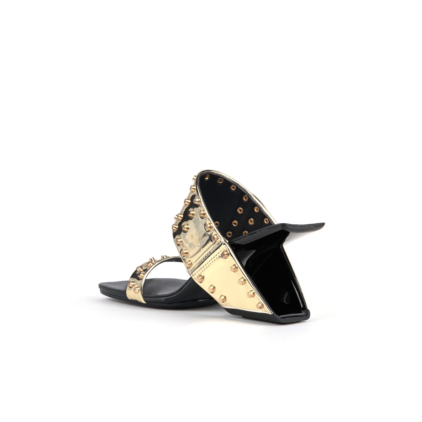 metal embellished heelless mules all gold 4