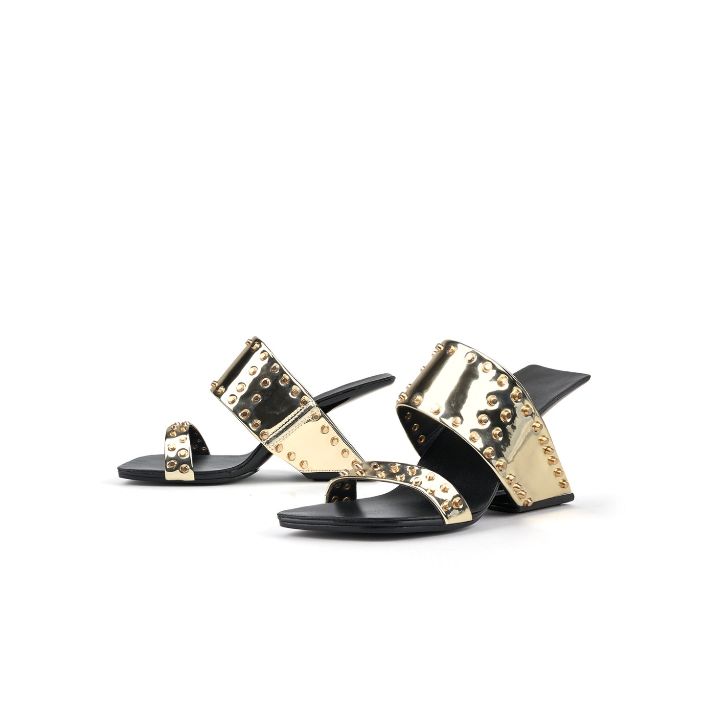 metal embellished heelless mules all gold 5