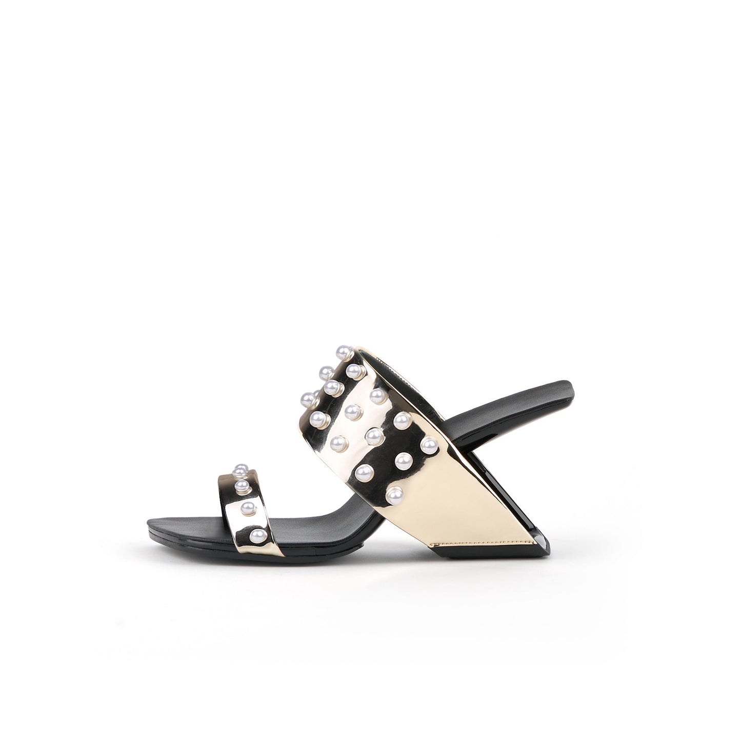 metallic beaded arch heel mules all gold 1