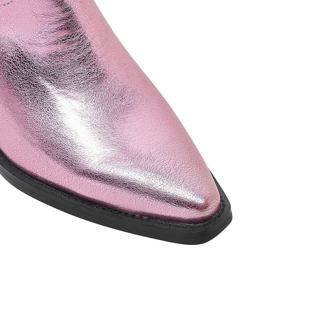 Metallic Embroidered Cowgirl Boots with Western Block Heel