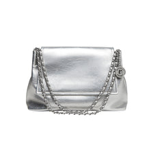 Metallic Leather Chain Strapped Shoulder Bag