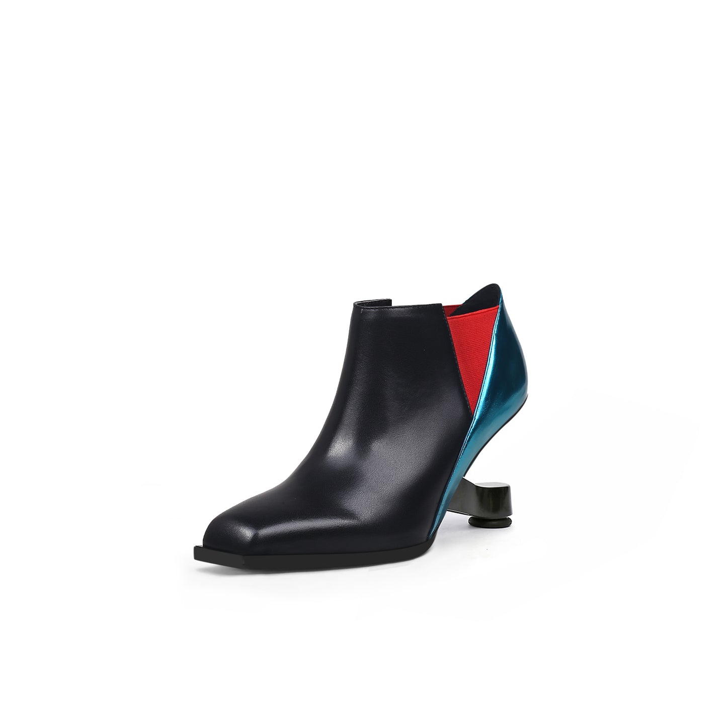 metallic leather panel boots all blue 2