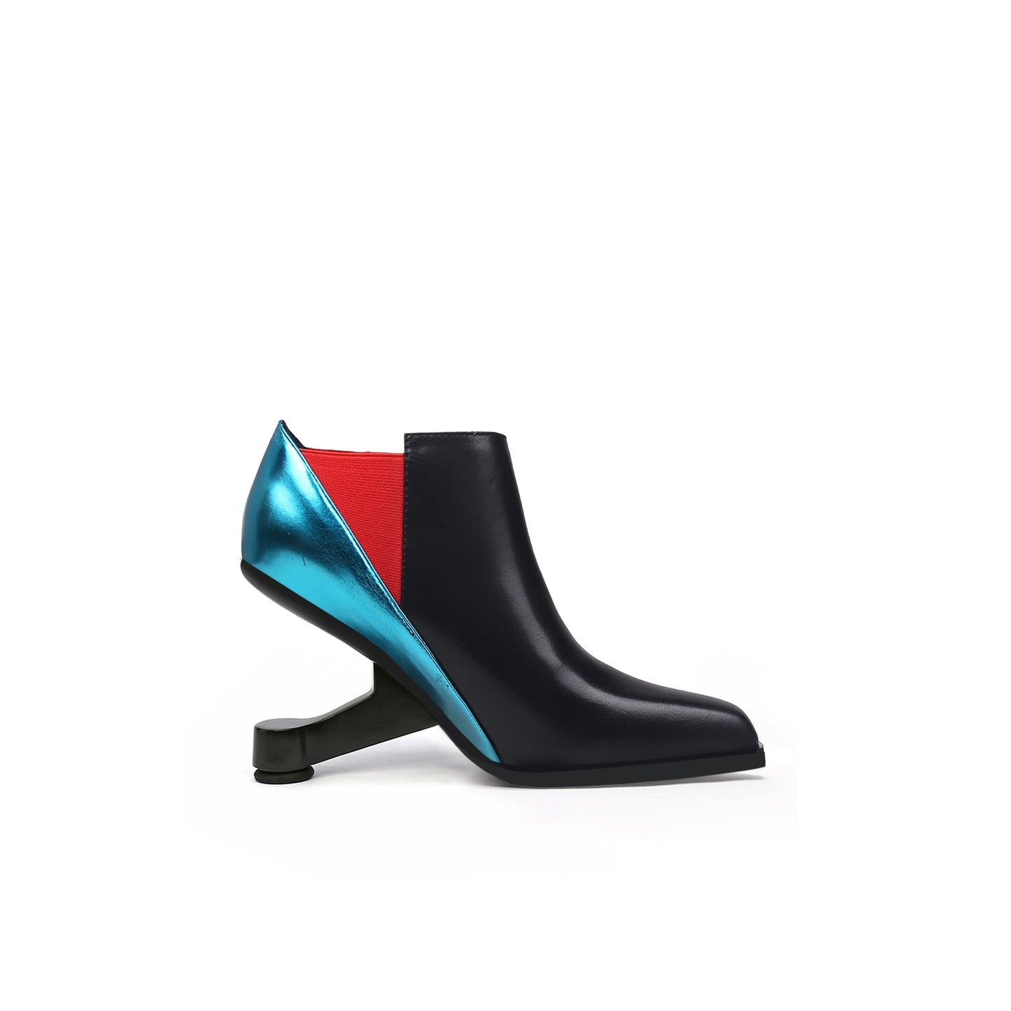 metallic leather panel boots all blue 3