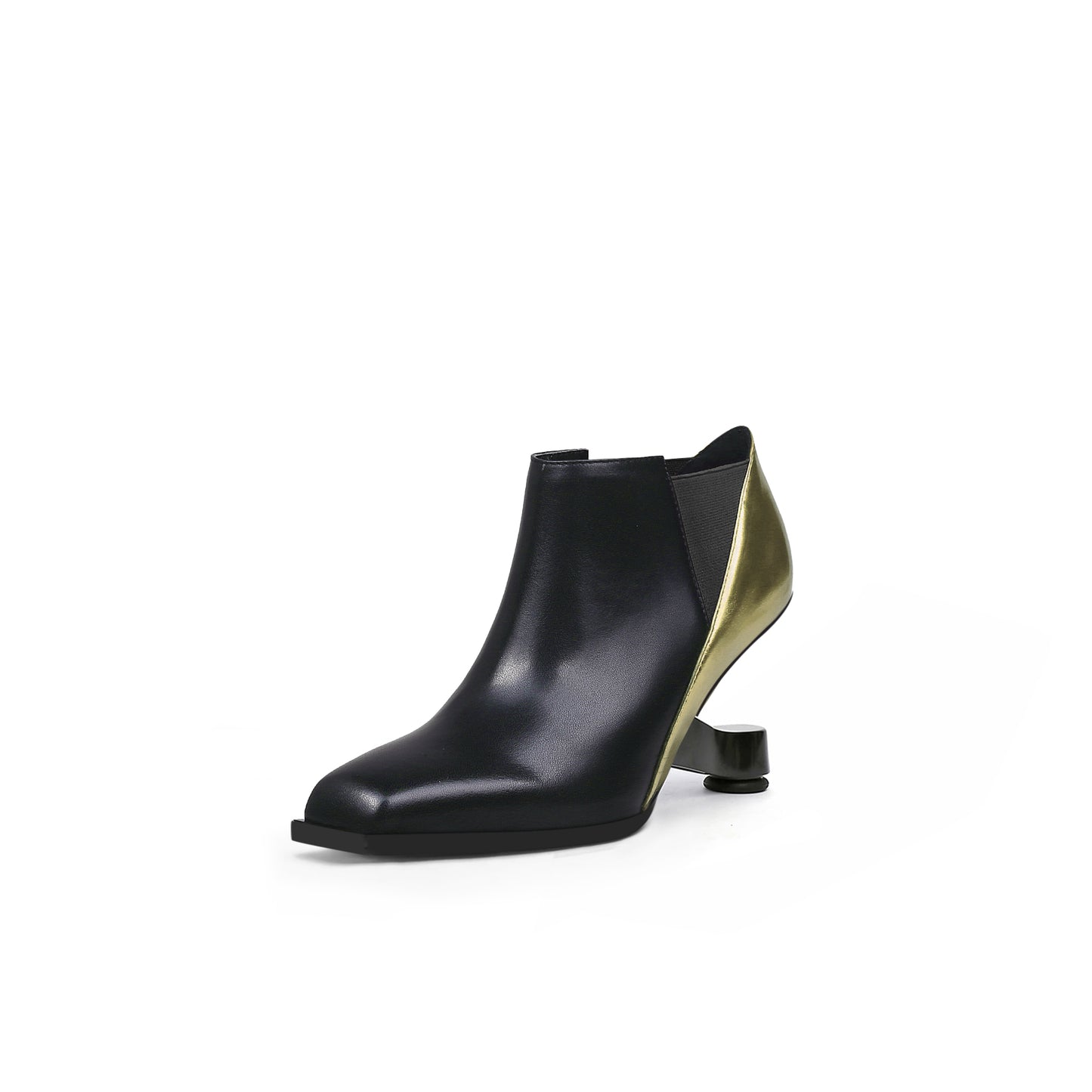 metallic leather panel boots all gold 2