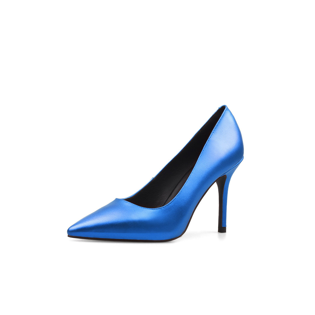 metallic point toe pumps all blue 2