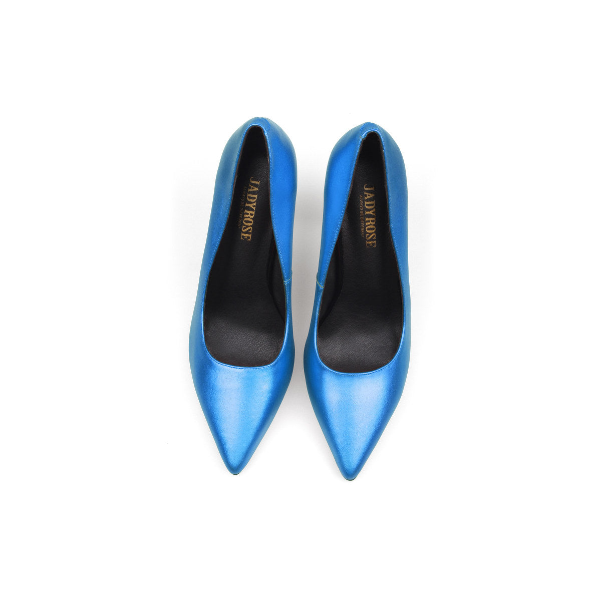 metallic point toe pumps all blue 4