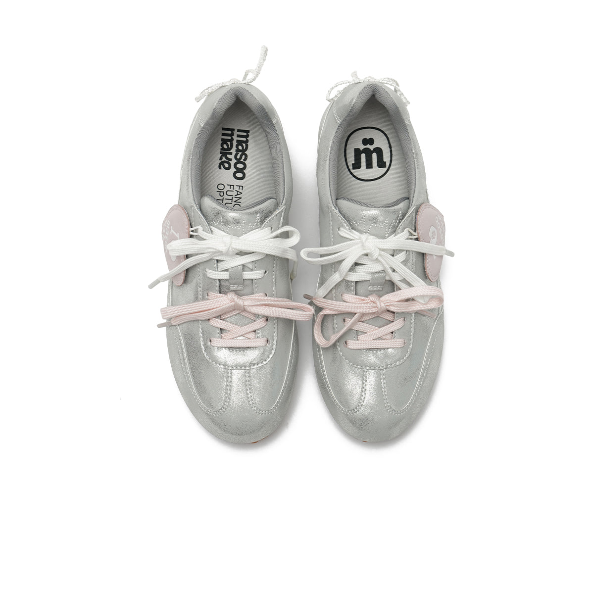 Metallic Retro Double Lace Low Top Sneakers with Heel Bow