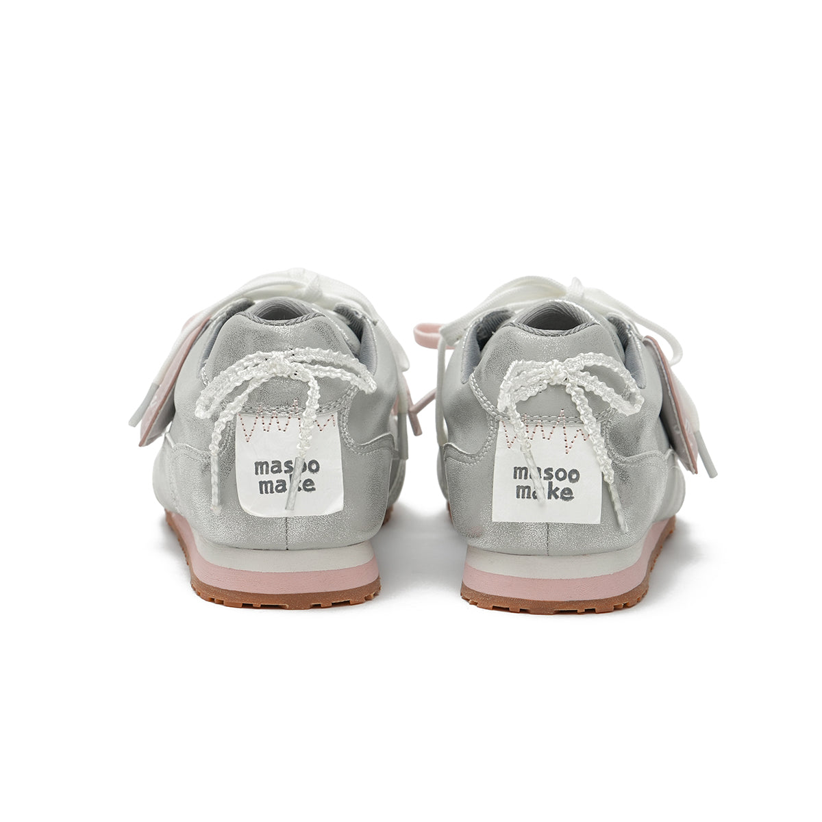 Metallic Retro Double Lace Low Top Sneakers with Heel Bow