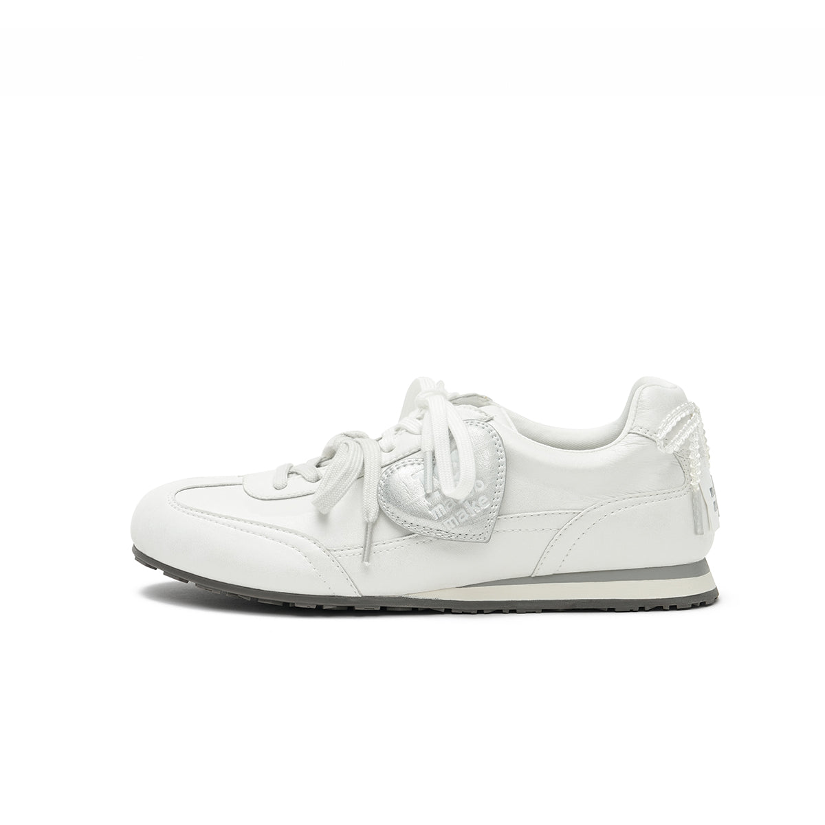 Metallic Retro Double Lace Low Top Sneakers with Heel Bow
