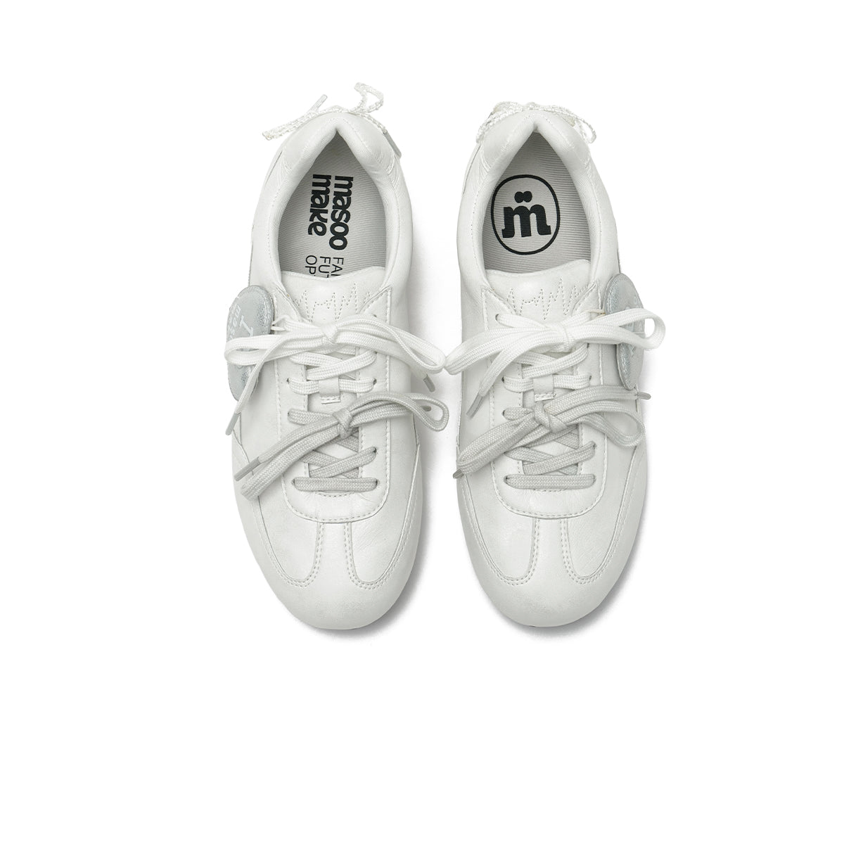 Metallic Retro Double Lace Low Top Sneakers with Heel Bow