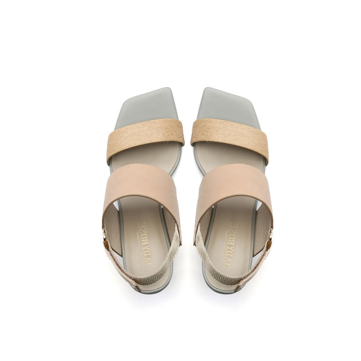 Metallic Sculptural Heel Square Toe Sandals