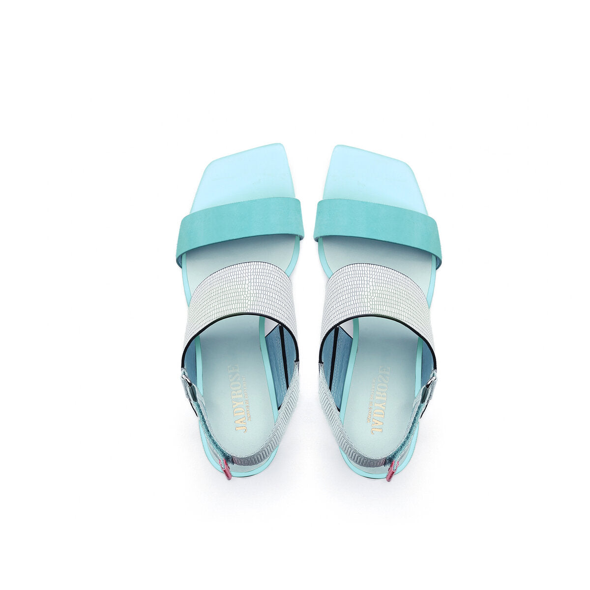 Metallic Sculptural Heel Square Toe Sandals