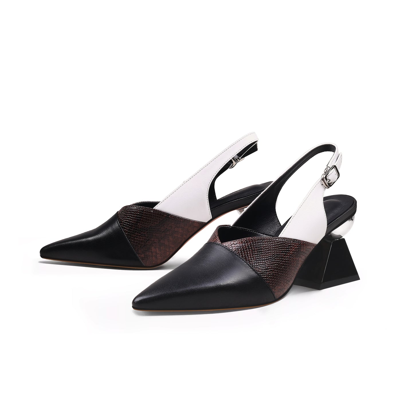 metallic slingback heels all black 6