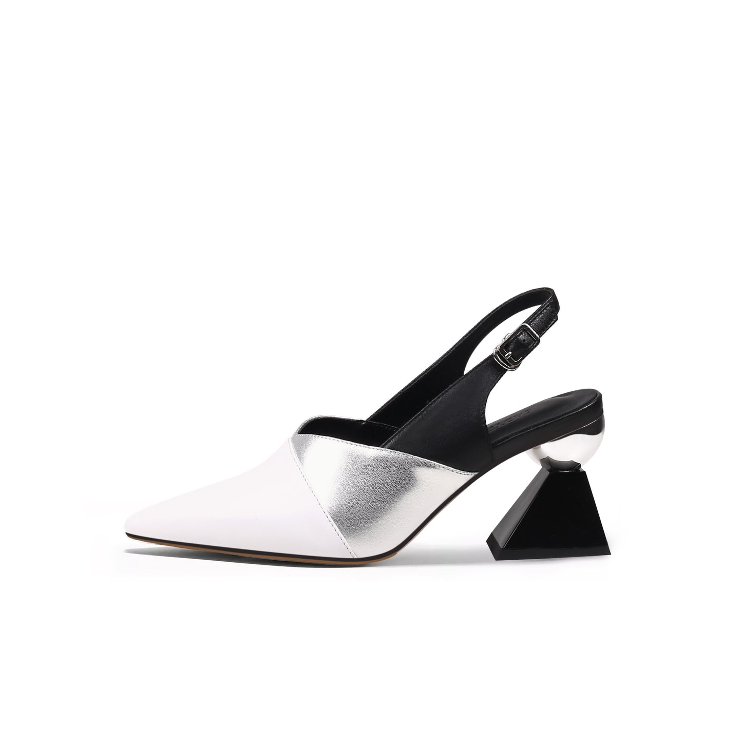 metallic slingback heels all white 1
