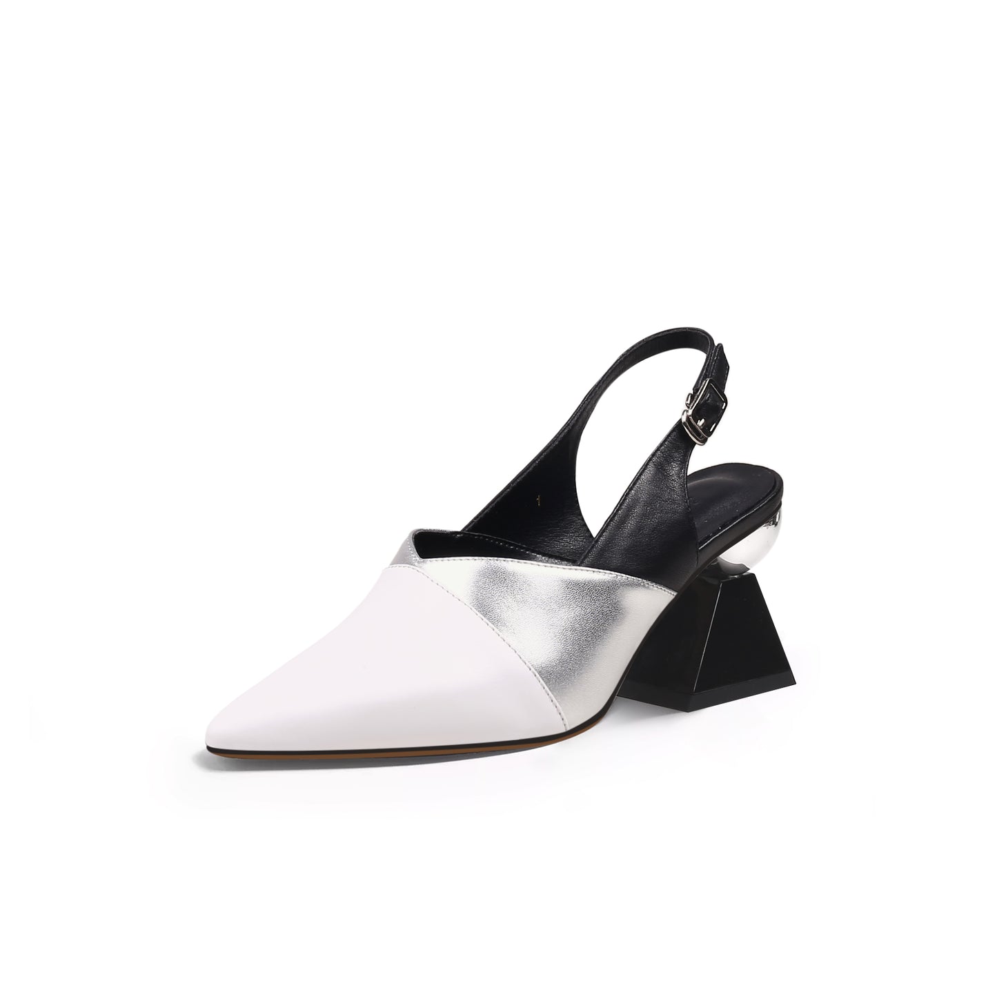 metallic slingback heels all white 2