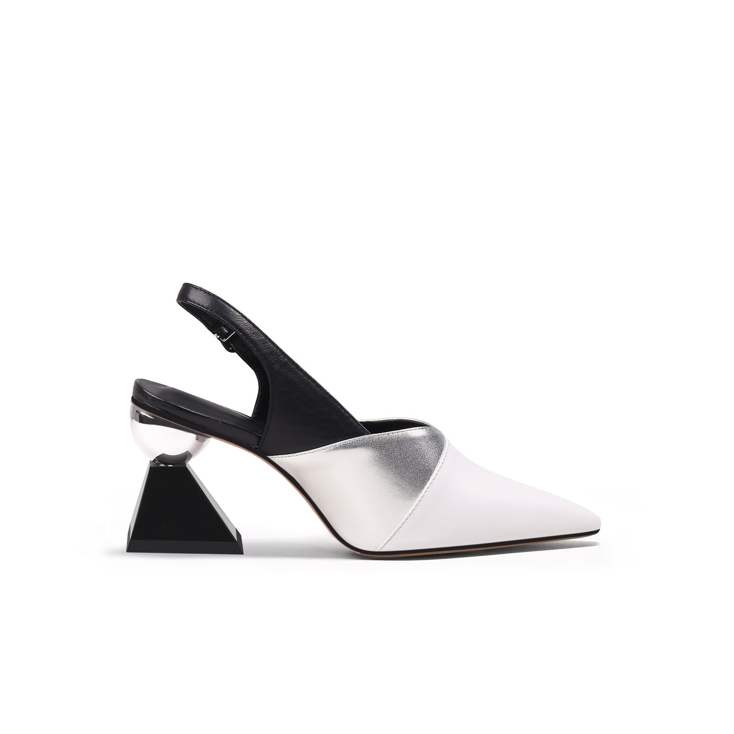 metallic slingback heels all white 3