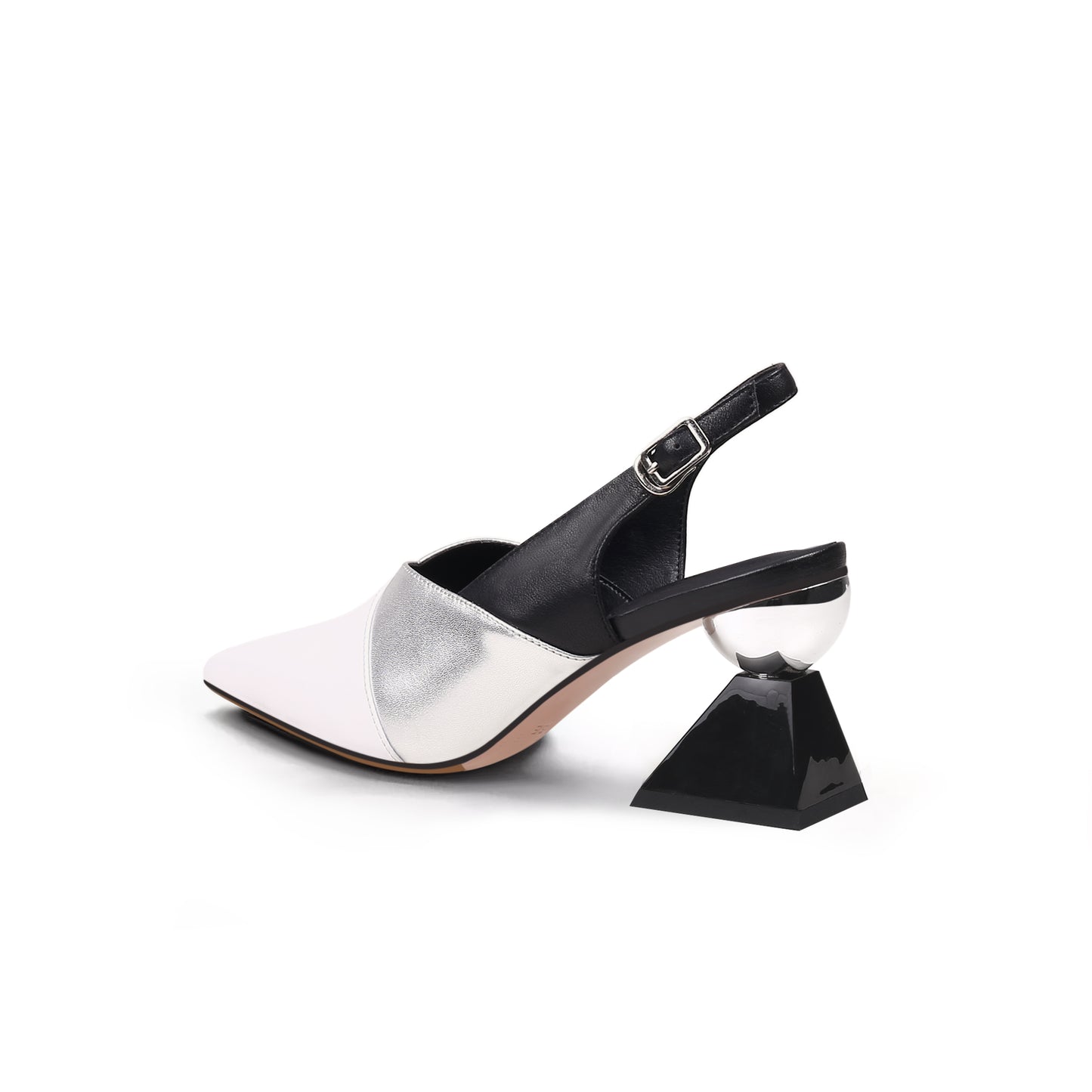 metallic slingback heels all white 4