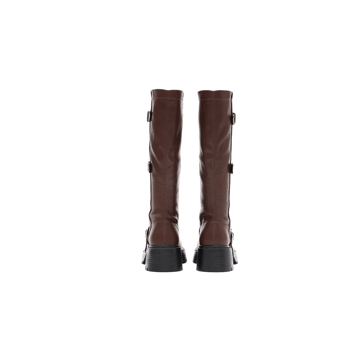 mid calf leather boots all brown 3