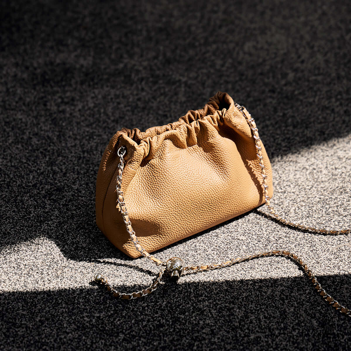 mini dumpling clutch crossbody bag tan 3